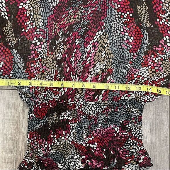 Guess Sheer Red Wine Black Gray Cropped Blouse Elastic Waist Size XSmall - Picture 11 of 14